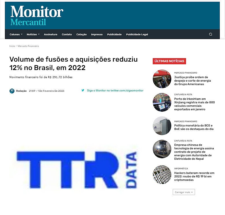 Volume de fuses e aquisies reduziu 12% no Brasil, em 2022